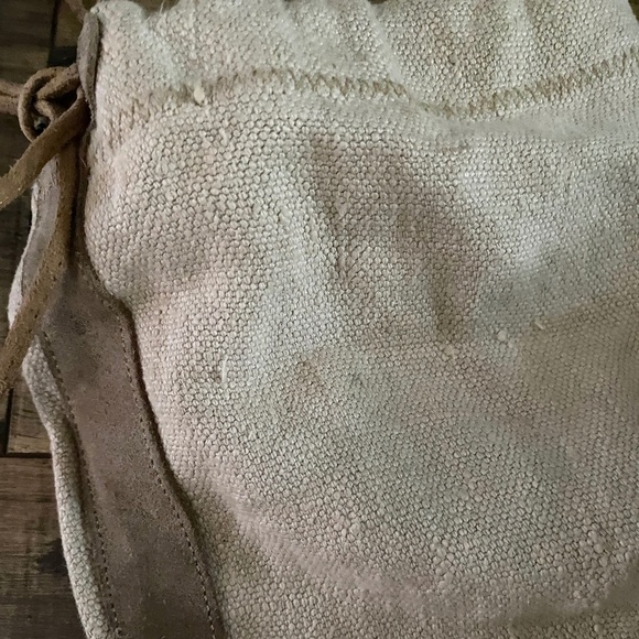 BOOGIE Ivory Linen Tall Scrunch Boot with Suede Accents Size 8 - Picture 12 of 14